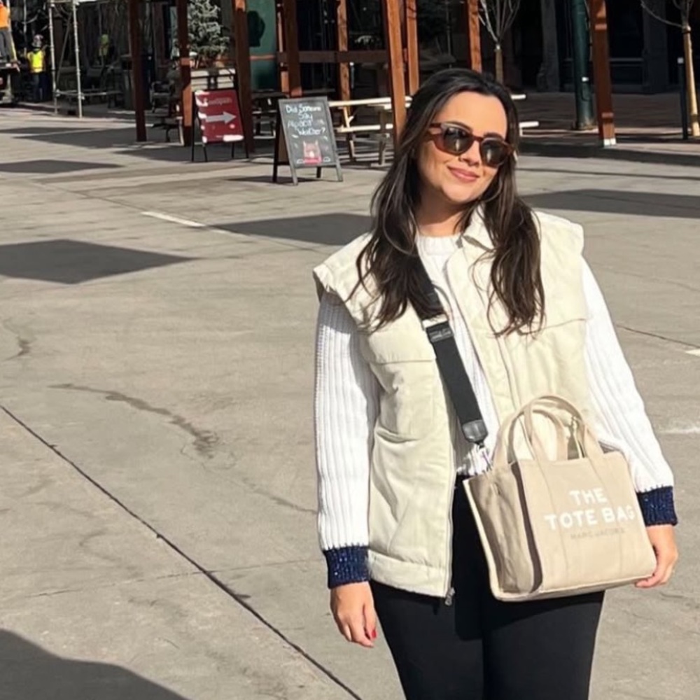 Marc Jacobs Light Tan Tote Bag with Black Strap